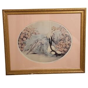 Vintage French Art Deco 1920s era Wall Art "La Belle Rose" by Louis Icart, 1974